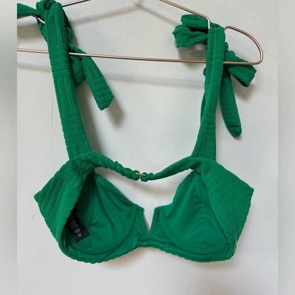 Beach Riot Blair Terry Bikini Top Jelly Bean Green Size L - Picture 3 of 5